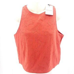 PEPALOVES NWT  Orange Red Textured Blouse Tank Top Sleeveless XS S L